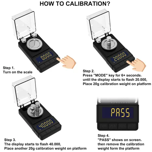 Miniatura 6 de MAXUS - Balanza digital de miligramos 50 g/0,001 g, balanza compacta de mg con peso de calibración de 20 g y accesorios, balanza de polvo negro