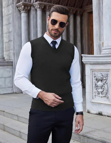 Miniatura 3 de COOFANDY Chaleco sin mangas para hombre, chaleco ligero de algodón con cuello en V