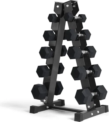 Miniatura 40 de RitFit Juego de mancuernas hexagonales con revestimiento de goma de 5 a 780 libras con estante para gimnasio en casa, entrenamiento de fuerza