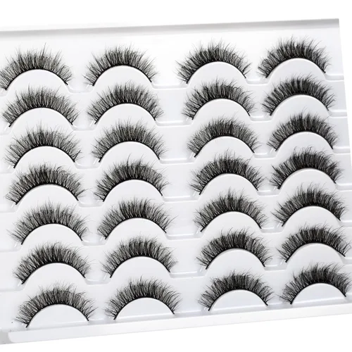 Miniatura 224 de Pooplunch - Pestañas postizas finas de visón sintético, estilo ojo de gato, naturales, cruzadas, tipo racimo, efecto 8D de volumen, tiras