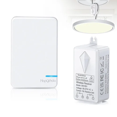 Miniatura 8 de Interruptores inalámbricos para luces, no requiere cableado en la pared, interruptor de luz de control remoto, interruptor de panel inalámbrico