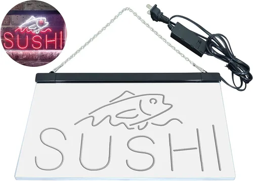 Miniatura 37 de ADVPRO Sushi Fish Sashimi Restaurant - Letrero de neón LED de doble color, azul y rojo, 12 x 8.5 pulgadas, st6s32-i3334-br