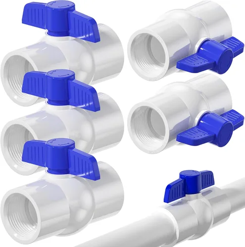 Miniatura 17 de Válvula de bola de PVC NPT de 1 pulgada, válvulas de tubería de agua de PVC SCH40 roscadas, válvula de bola de cierre de agua con mango en T roja