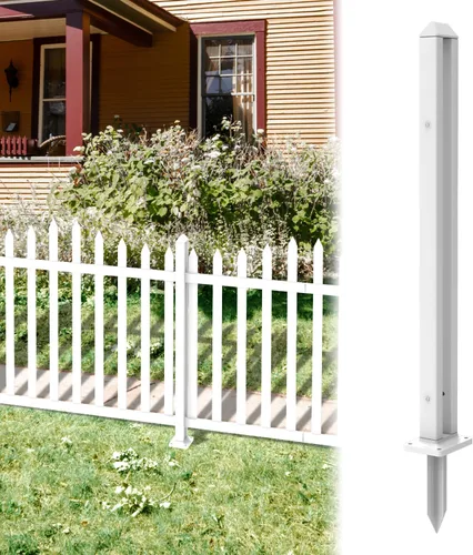 Miniatura 11 de ECOOPTS 76 cm de altura Valla de PVC blanco poste de piquete de vinilo para valla de piquete
