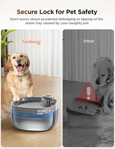 Miniatura 5 de Fuente de agua de 7L/1.8Gal para perros grandes, dispensador de tazón de agua para perros FEELNEEDY, fuente de agua para mascotas con bomba ultra