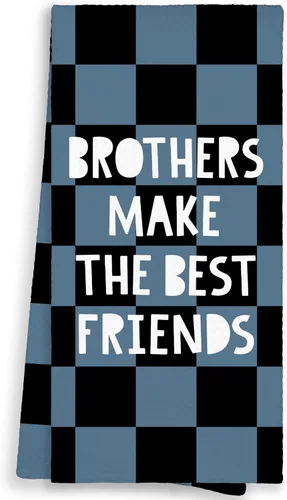 Toallas de mano para niños, toallas de mano a cuadros azules y negros para el baño de los niños pequeños, Brothers Make The Best Friends, toallas