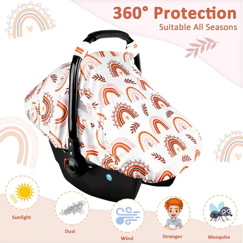 Miniatura 3 de Toldo para asiento de automóvil infantil arcoíris con ventanas abiertas y malla transpirable, a prueba de patadas, suave y elástica, funda