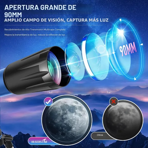 Miniatura 2 de Telescopio, Telescopio para Adultos de Alta Potencia, Telescopio Refractor Profesional de 90mm de Apertura y 800mm para Adultos Principiantes