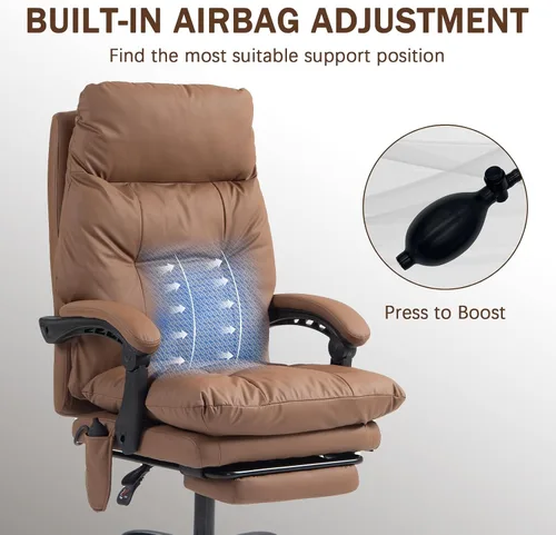 Miniatura 4 de Silla de oficina ejecutiva reclinable de 155° con soporte lumbar ajustable, cómoda silla de escritorio para computadora con reposapiés, silla