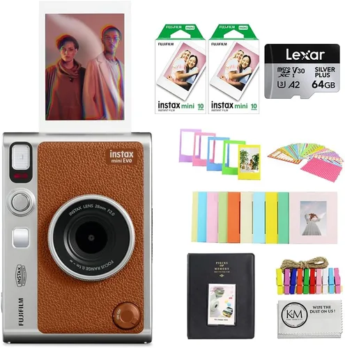 Miniatura 11 de FUJIFILM INSTAX MINI EVO Cámara instantánea híbrida Paquete negro con película Instax Mini 20 exposiciones + tarjeta micro SD de 64 GB + mini
