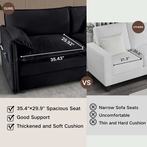 Miniatura 7 de Modular Sectional Sofa, Oversized Deep Seat U Shaped Couch Set for Living Room, 3 Seater Comfy Cloud Couches with 2 Movable Ottomans, DIY