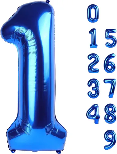 Miniatura 319 de Globos de números de 5 globos de 40 pulgadas, decoraciones de cumpleaños azules para niños y niñas, globos de números azul marino grandes