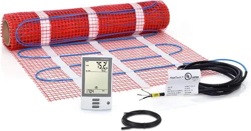 Miniatura 15 de Kit de alfombrillas calefactoras de suelo de 7.5 pies cuadrados de 120 V, sistema eléctrico de calefacción de suelo radiante, termostato