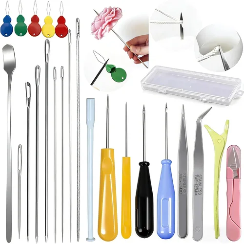 Miniatura 11 de Kit de 11 agujas de vela, moldes de herramienta de inserción de mecha, aguja perforadora con ojo de gancho, aguja de absorción de velas de ojo