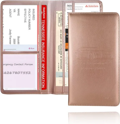 Miniatura 31 de Portador de Tarjeta de Registro e Seguro de Automóvil - Cartera Estuche Organizador de Documentos y Papeles de Automóvil de Cuero para Guantera