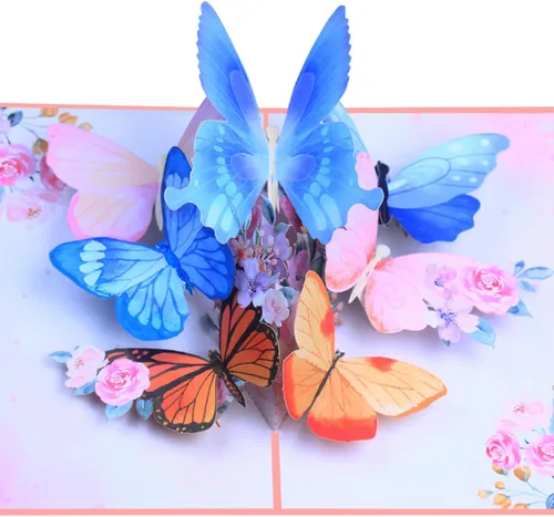 Miniatura 4 de ROBBEAR Tarjeta emergente, tarjeta de felicitación 3D de mariposa y flor con sobre para cualquier ocasión, cumpleaños, día de la madre, aniversario