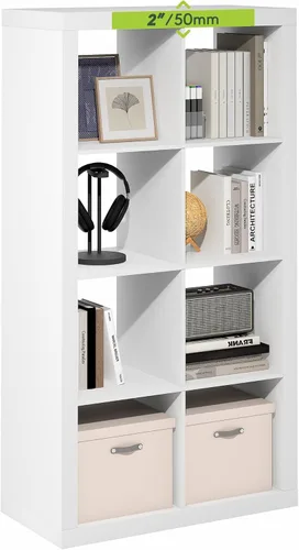 Miniatura 45 de Furinno Organizador de Almacenamiento en Cubos Decorativos con Respaldo Abierto, 4 Cubos, Gris Claro