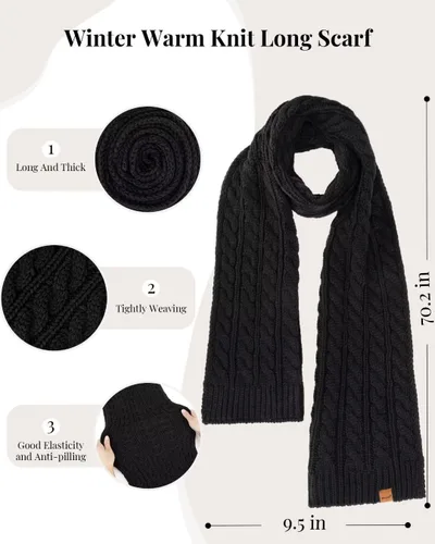 Miniatura 4 de Conjunto de gorro, bufanda y guantes de invierno para mujer, gorro con forro polar con doble pompón, guantes para pantalla táctil, bufanda de punto