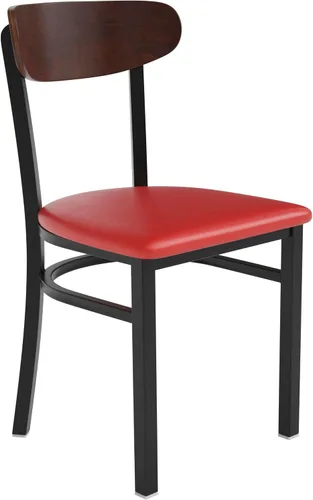 Miniatura 15 de Flash Furniture Wright - Silla de comedor comercial, respaldo de madera con acabado de abedul natural, asiento de vinilo negro, 500 libras