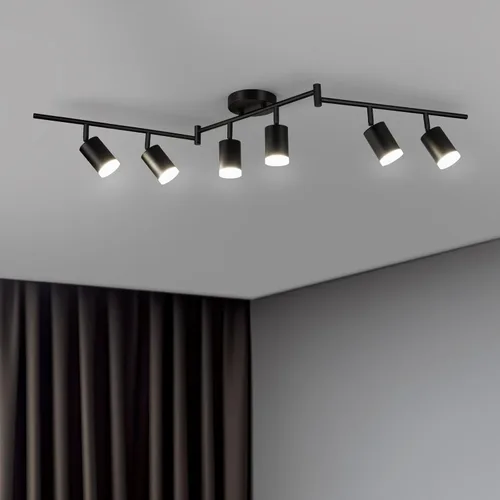 Miniatura 2 de Bojim Kit de Iluminación de Riel de 6 Luces Negras, Modernos Accesorios de Iluminación LED de Riel para Techo, Cabezal de Luz LED Flexiblemente Negro