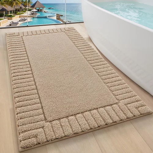 Miniatura 19 de LUMI Alfombras de baño antideslizantes con parte trasera de goma, alfombra de baño de microfibra de felpa extrasuave, absorbente, lavable a máquina