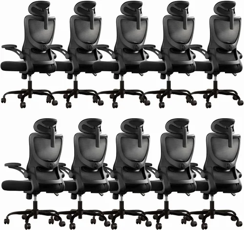 Miniatura 20 de Marsail - Silla ergonómica de oficina - Silla de escritorio con respaldo alto de malla y soporte lumbar ajustable, silla giratoria con ruedas