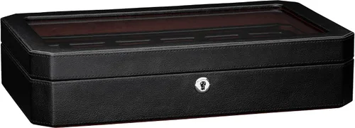 Miniatura 8 de ROTHWELL Caja de reloj de cuero con 12 ranuras, organizador de lujo para relojes, forro de microgamuza, soporte para relojes de joyería para hombre