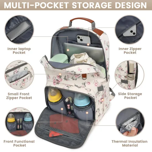 Miniatura 2 de Mochila para pañales, bolsas grandes de pañales para bebé con almohadilla cambiadora portátil para niños y niñas, bolsa de viaje multifunción