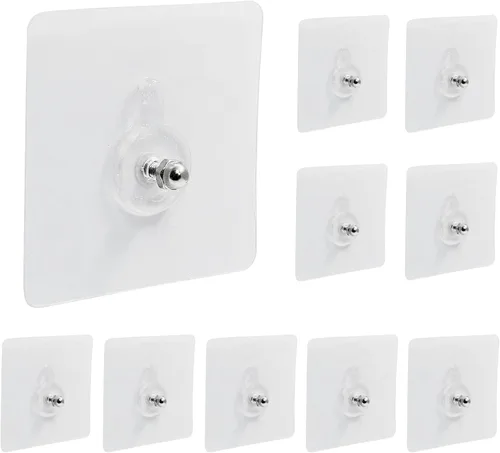 Miniatura 7 de Hitefu 10 ganchos autoadhesivos sin clavos, ganchos de pared resistentes para colgar, adhesivos sin tornillos para montaje en pared, ganchos