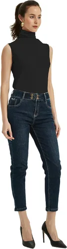 Miniatura 2 de Camisa de algodón suave con cuello alto falso para mujer, camiseta de ropa