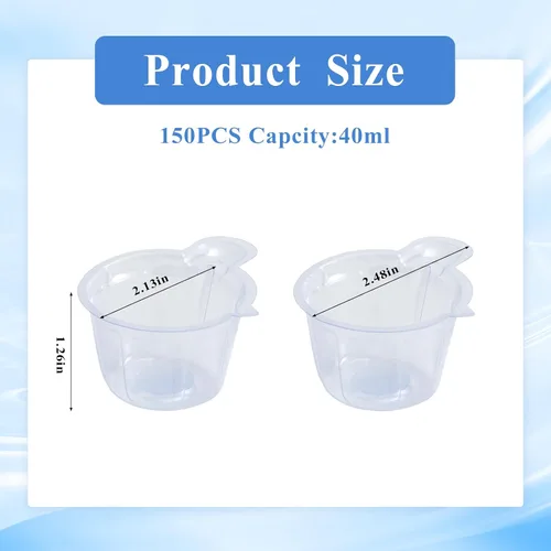 Miniatura 2 de 150 vasos desechables de resina plástica de 1.5 onzas líquidas, tazas de mezcla de pintura, tazas medidoras dispensadoras pequeñas para mezclar