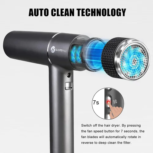 Miniatura 5 de slopehill Secador de pelo con motor único sin escobillas Diagnóstico inteligente de fallas Microfiltro innovador Tecnología Oxy Active Gris
