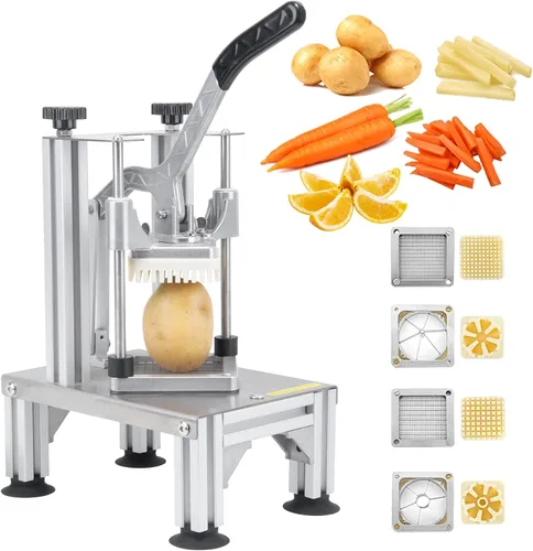 Cortador comercial de papas fritas 1/4 ″ 3/8 ″ 6 cuñas 6 cuñas a núcleo cuchillas de acero inoxidable Cortador de patatas Cortador de frutas para