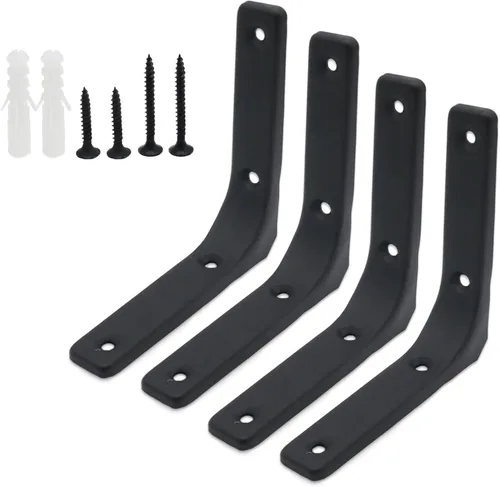 Miniatura 8 de 8 piezas de soportes en L de 2 pulgadas, soportes de esquina de montaje en pared resistentes en blanco para madera, estantes, gabinetes, soporte
