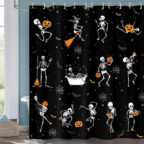 Miniatura 18 de Autumn Pumpkin Shower Curtain, Fall Farmhouse Bathroom Curtain, Thanksgiving Harvest Sunflower Maple Leaves Country Road Waterproof Polyester Fabric