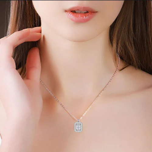 Miniatura 4 de Rnivida Collar con colgante de circonita cúbica de acero inoxidable para mujer, cadena ajustable de 16+2 pulgadas