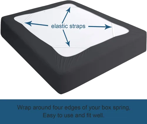 Miniatura 5 de Funda de somier tamaño completo, falda de cama de tela elástica alrededor de 4 lados, alternativa elegante para faldas de cama para hotel/hogar, se