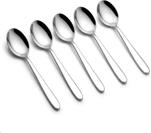 Kekow Cucharas de postre de acero inoxidable de 12 piezas | Mango ergonómico suave, acero inoxidable de grado alimenticio, uso para té, café,