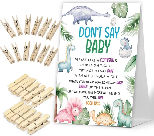 Miniatura 8 de No digas juego de bebé, Here Comes the Sun, juego de baby shower incluye letrero de baby shower y 50 pinzas para la ropa, decoración de baby shower