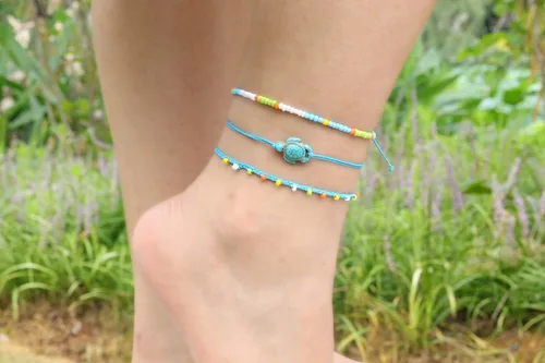 Miniatura 4 de Softones Tobilleras de cuerda boho para mujer, impermeables, ajustables, trenzadas, para mujer, tortuga, onda, cuentas, infinito, estrella de mar