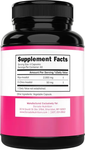 Miniatura 2 de Suplemento de Myo-Inositol y D-Chiro Inositol para Mujeres (240 Cápsulas, 2050mg Por Porción, Relación Ideal 40:1 Myo Inositol) Equilibrio Hormonal