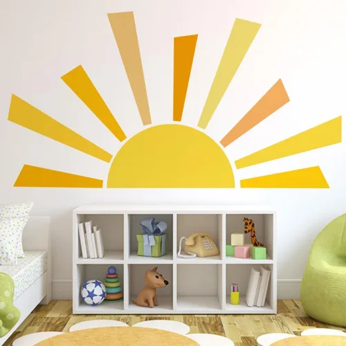 Miniatura 15 de 35.4 × 11.8 pulgadas, diseño de nubes de sol, mural de acuarela, vinilo moderno, extraíble, adhesivo para guardería, sala de juegos, sala de estar