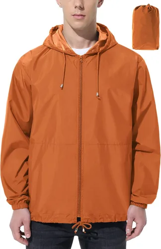 Miniatura 8 de Chaqueta de lluvia impermeable para hombre, rompevientos para correr, resistente al agua, ligera, plegable, con capucha, viajes, senderismo, ciclismo