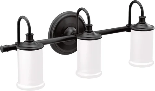 Miniatura 3 de Moen YB6461ORB Belfield - Accesorio de tocador de baño de doble montaje con 1 luz con vidrio esmerilado, bronce aceitado