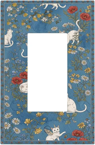 Miniatura 73 de Decorative Outlet Covers Blue Background White Cat Daisy Floral 2-Gang 1-Gang Wall Plate Single Toggle/Rocker Farmhouse Style Light Switch Covers