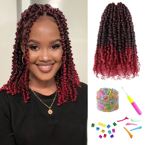 Miniatura 78 de Cabello de Ganchillo Pre-Retorcido Passion Twist para Mujeres Negras y Niños, Cabello Passion Twist Pre-Enrollado Trenzas Bohemias 4 Pulgadas 8