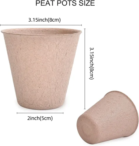 Miniatura 2 de JERIA Paquete de 50 macetas de turba de 3.15 pulgadas para semillero con 50 etiquetas de plantas, macetas de germinación de jardín al aire libre