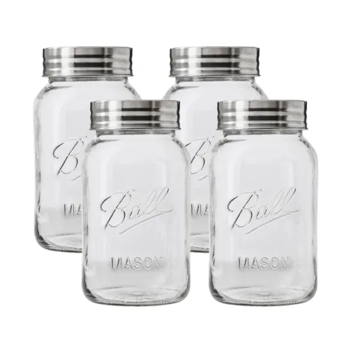 Miniatura 16 de Ball Mason, Frascos de mermelada con tapas y bandas, Set de 12 unidades de 4 oz, 4 onza, Transparente