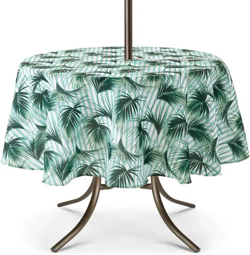 UMINEUX Mantel para exteriores con agujero para sombrilla y cremallera, para primavera/verano, impermeable, para picnic, barbacoa, jardín (60 Hoja