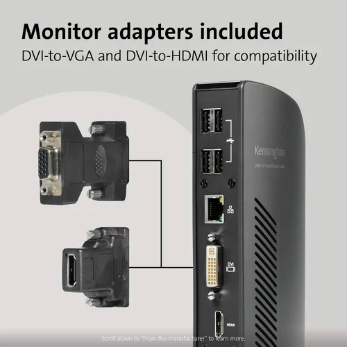 Miniatura 5 de Kensington Estación de acoplamiento de doble pantalla USB 3.0 para MacBooks, Windows y Surface (K33972US)